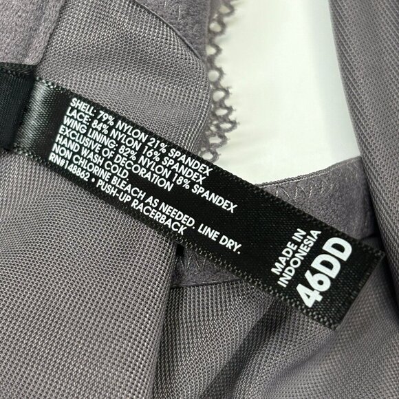 Torrid Gray Front Closure Lace Push Up Plunge Bra Women's Plus Size 46DD NEW - Picture 4 of 7